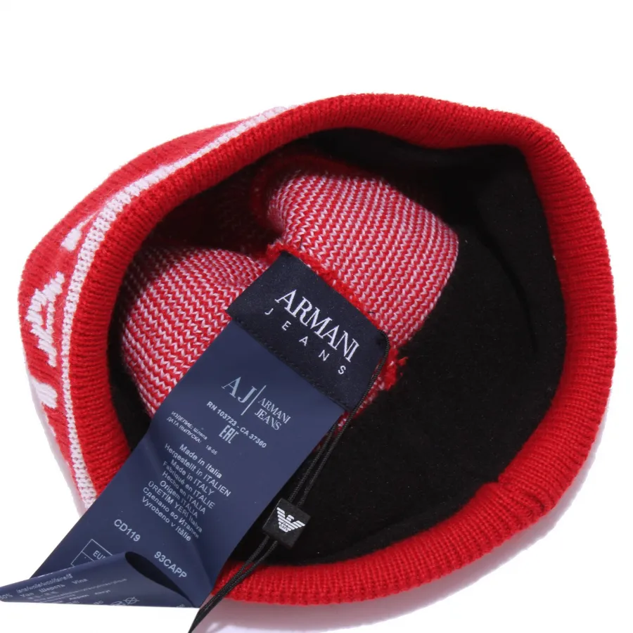 9349X cuffia BOY bimbo ARMANI JEANS red/white mix wool beanie hat