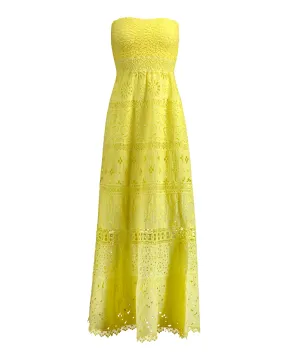 Abito lungo Belem pizzo giallo