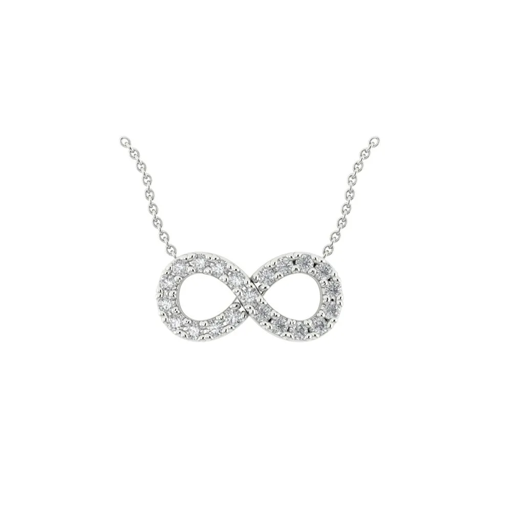 ALFYO Collana Infinito Oro Bianco Zirconi Essential