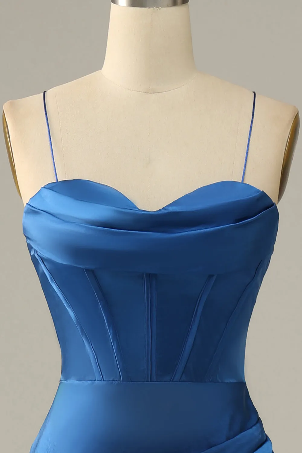 Blu reale cinghie di spaghetti sirena abito da ballo