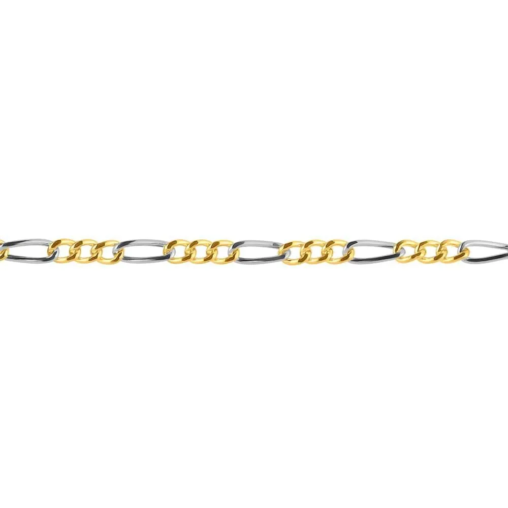 Bracciale Catena Oro Uomo Oro Bicolore 750/1000 Maglia Alternata 1/3 20 cm 1664813