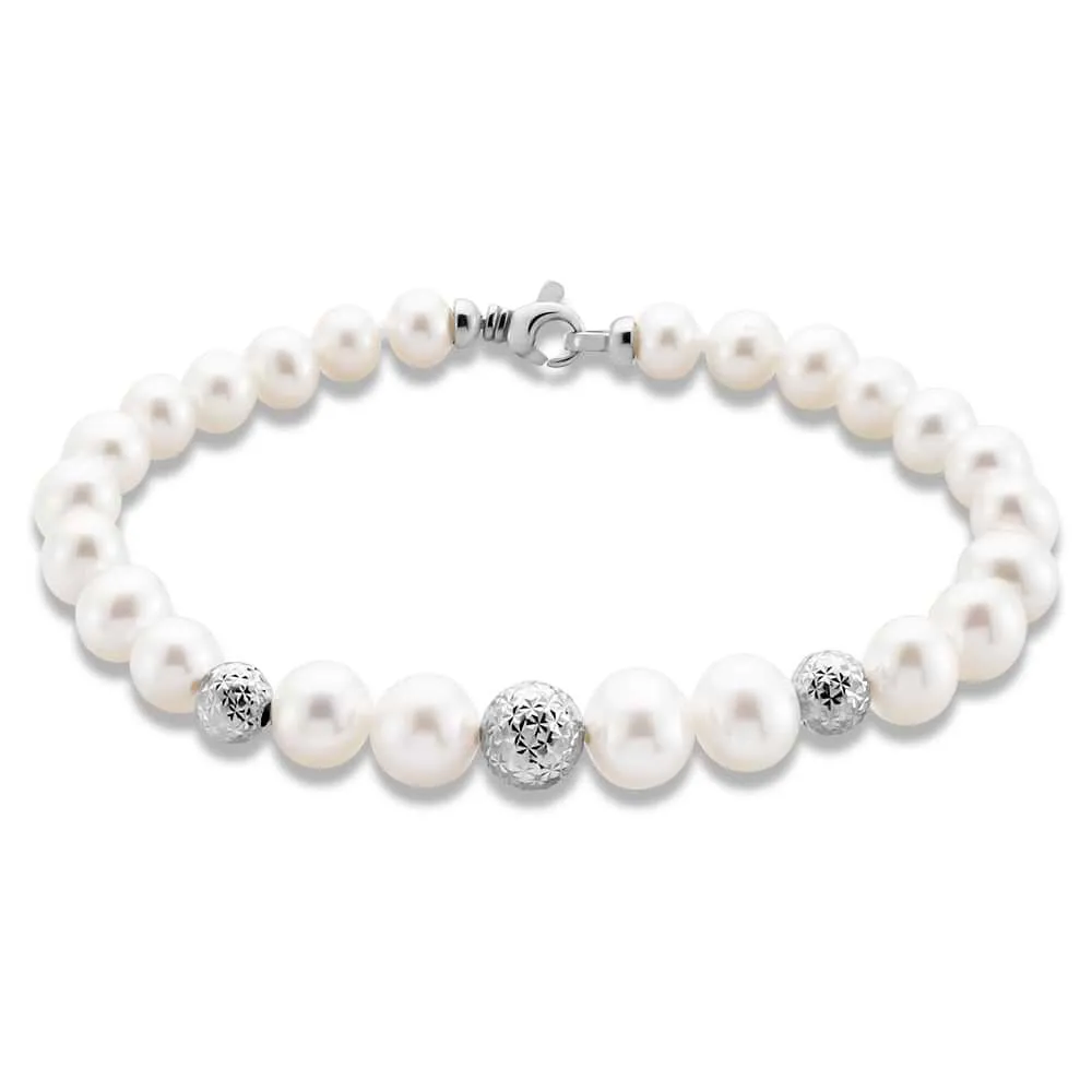 Bracciale Gabrielle Oro Bianco 375/1000 Perla D'Acqua Dolce Bianco 18.5 cm 1413449