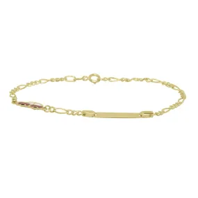Bracciale in oro giallo per neonato con targhetta
