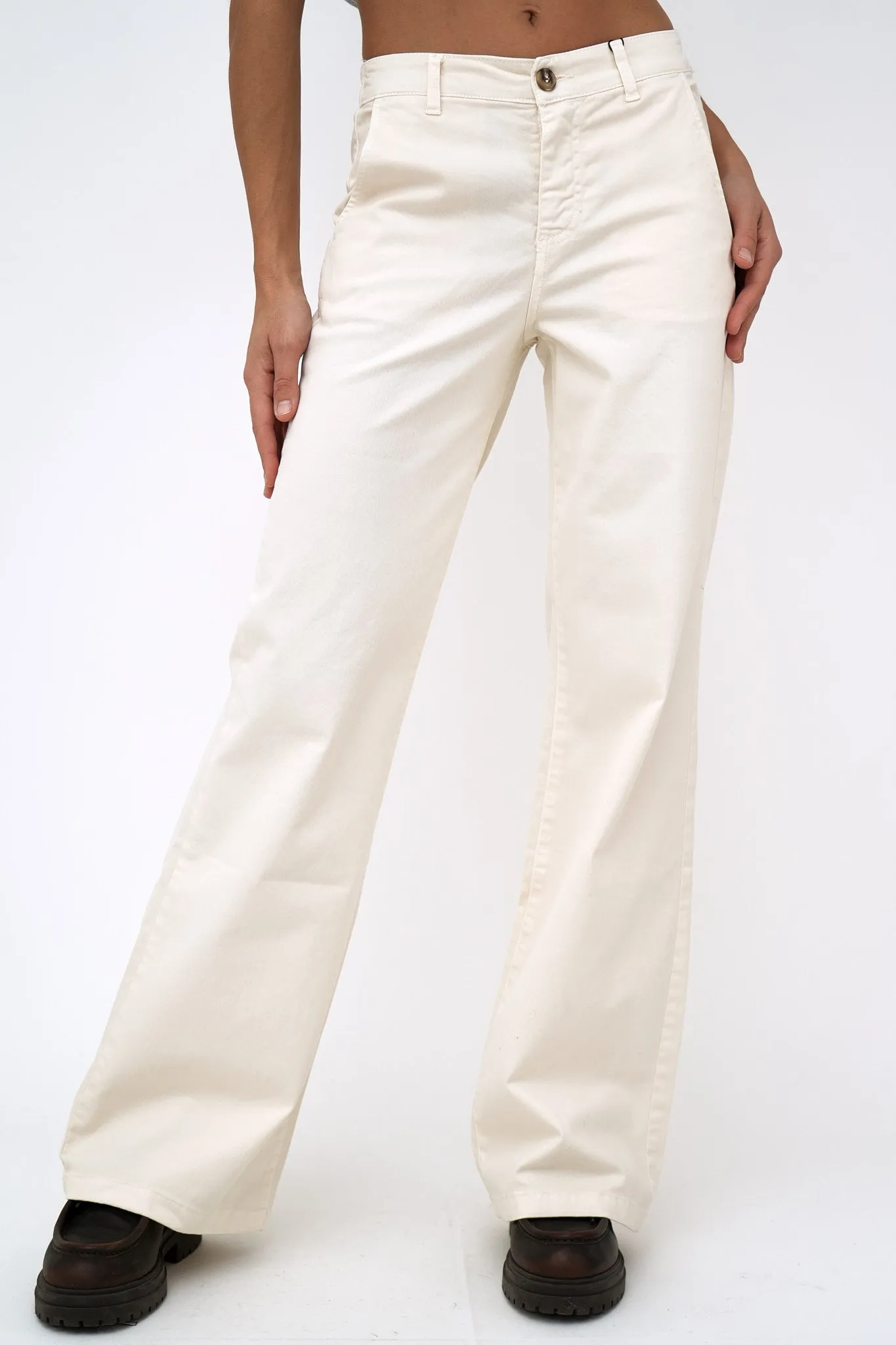 Bulier-Pantalone palazzo LIA cotone elite - Panna
