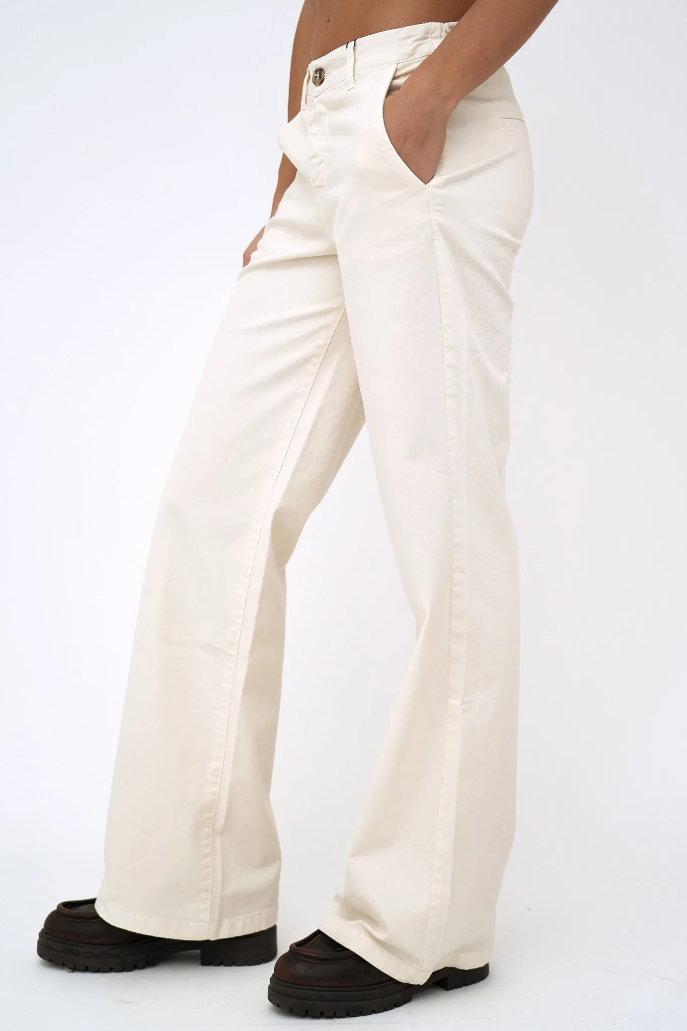 Bulier-Pantalone palazzo LIA cotone elite - Panna