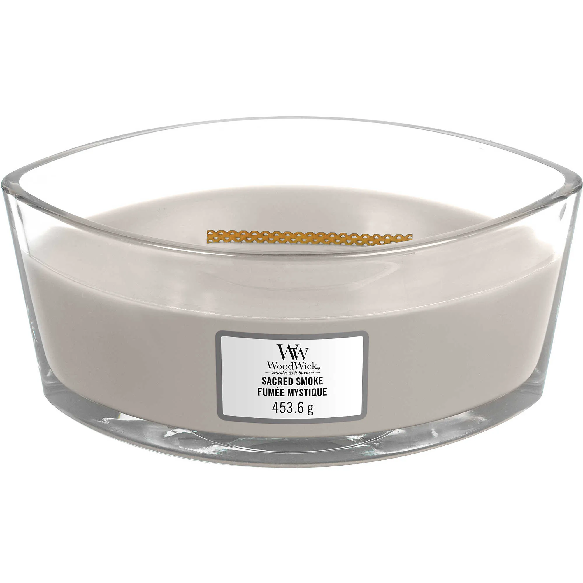 Candela ecologica WoodWick colore Grigio/Argento