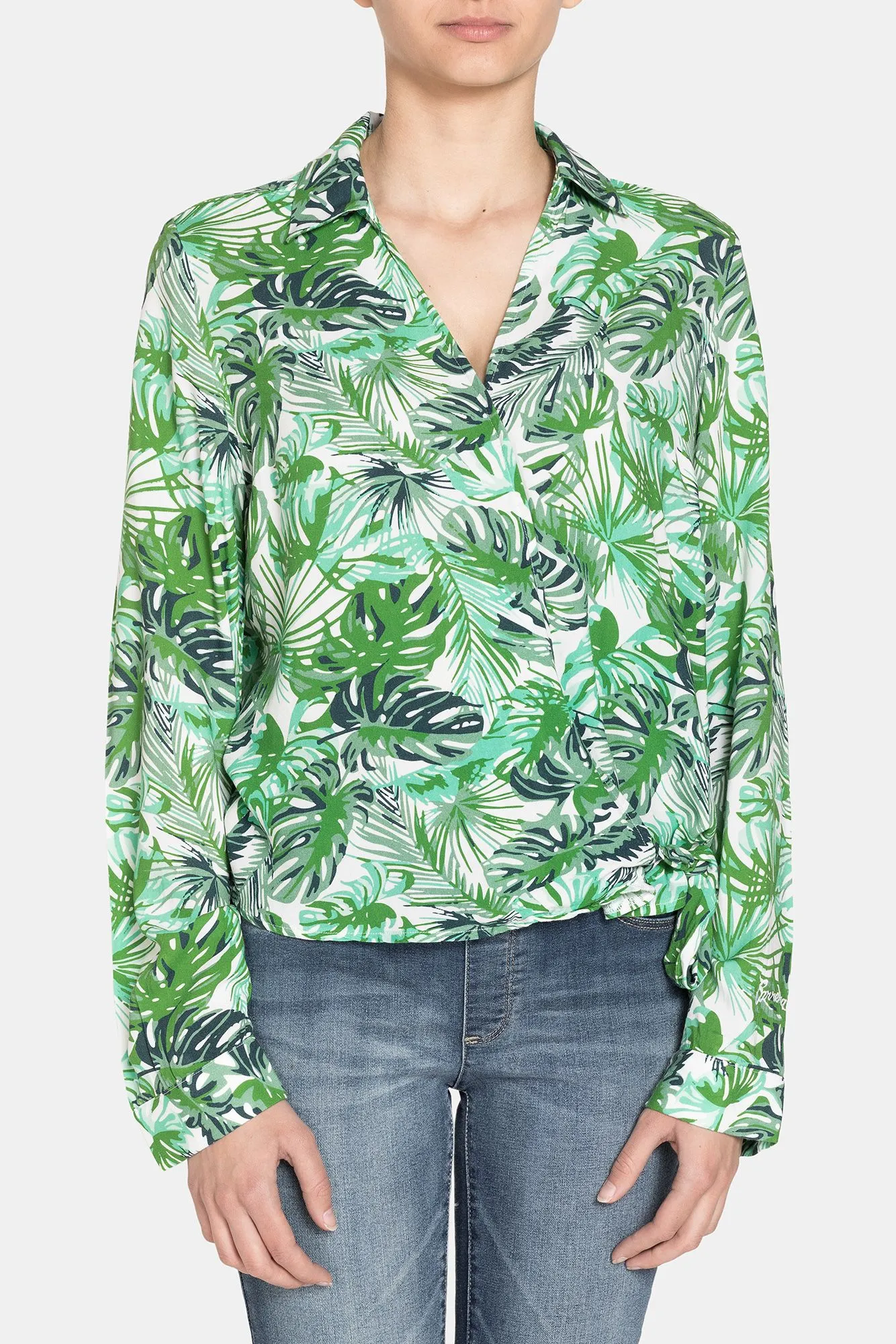 Carrera  ---------    ------------Camicia incrociata con foglie - Verde