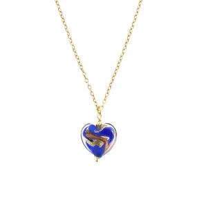 Catenina con Cuore Blu in Vetro di Murano e Argento 925