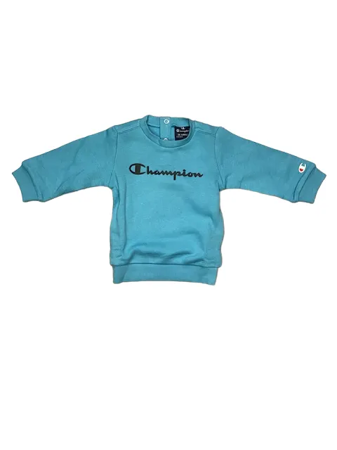 Champion tuta infant con felpa con bottoncini al collo e pantalone con polsino 306186 BS157 DLPB/NBK celeste-nero