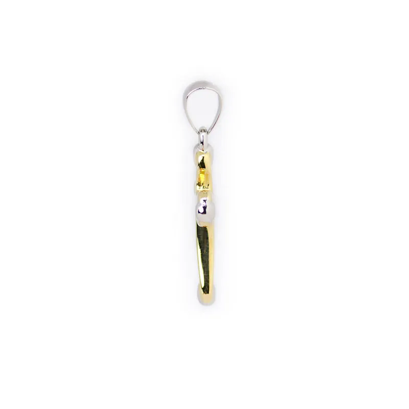 Ciondolo croce piccola in oro giallo e oro bianco