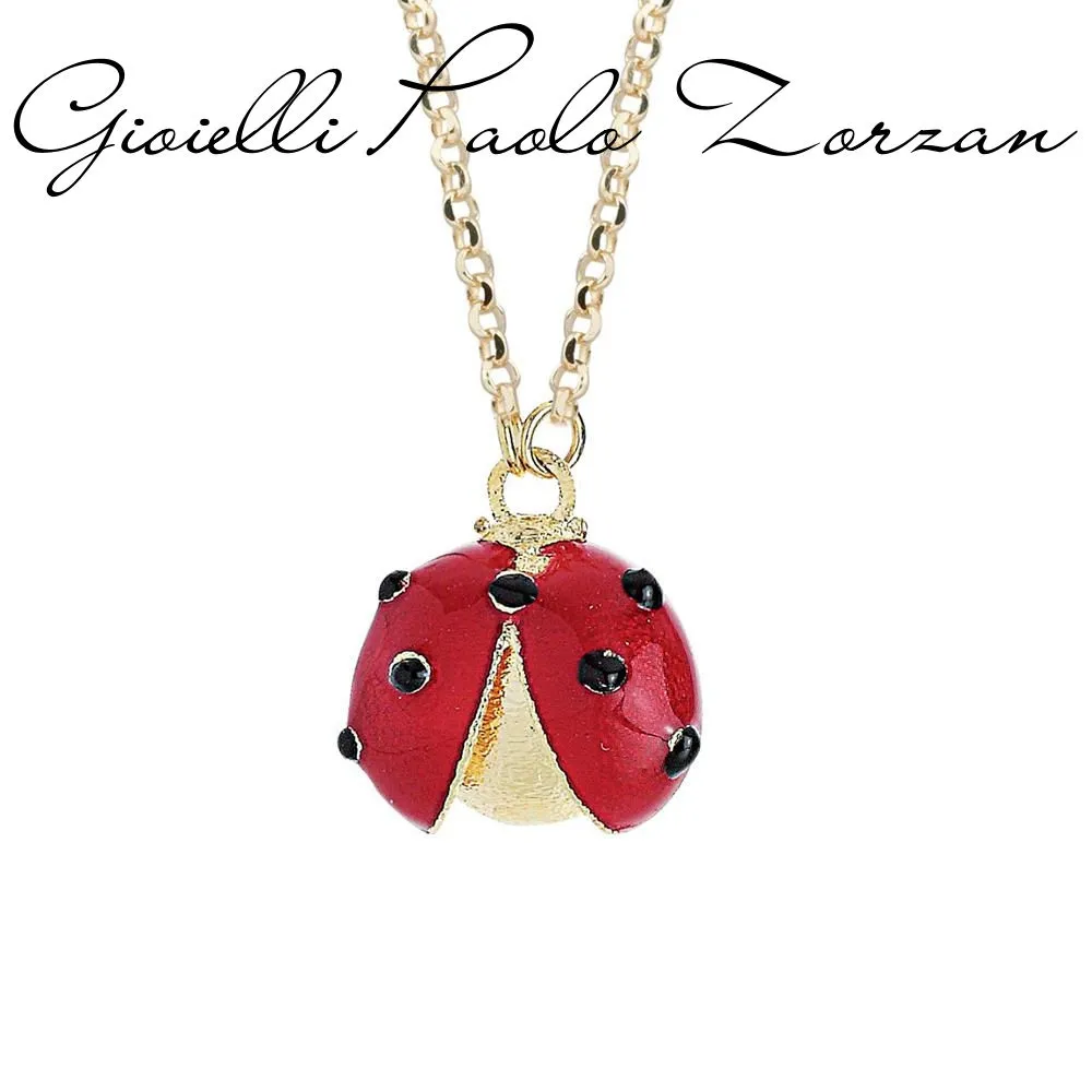 Collana Artlinea Coccinella in oro giallo 18 kt e smalto manuale ref. CEA4060-MG