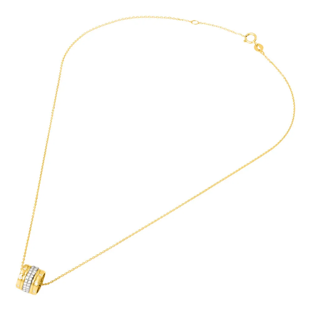 Collana Cilindro Sophia Oro Giallo 375/1000 Maglia Forzatina Diamante Bianco 0,09 ct 40+2 cm 1429339