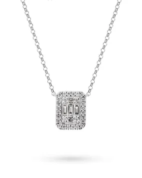 Collana in oro bianco con ciondolo rettangolare di brillanti