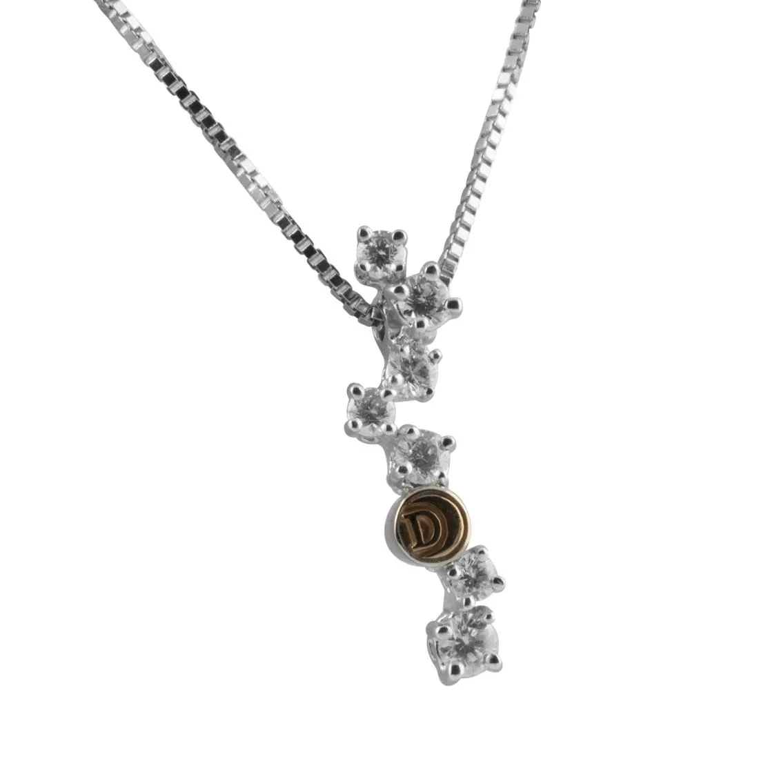 Collana in oro bianco e rosa con diamanti ct 0.39, lunghezza 41/51 cm