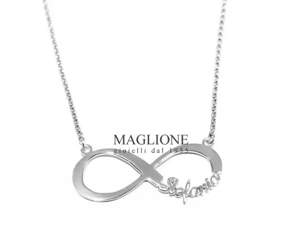 Collana Infinito personalizzabile con nome in acciaio anallergico bianco