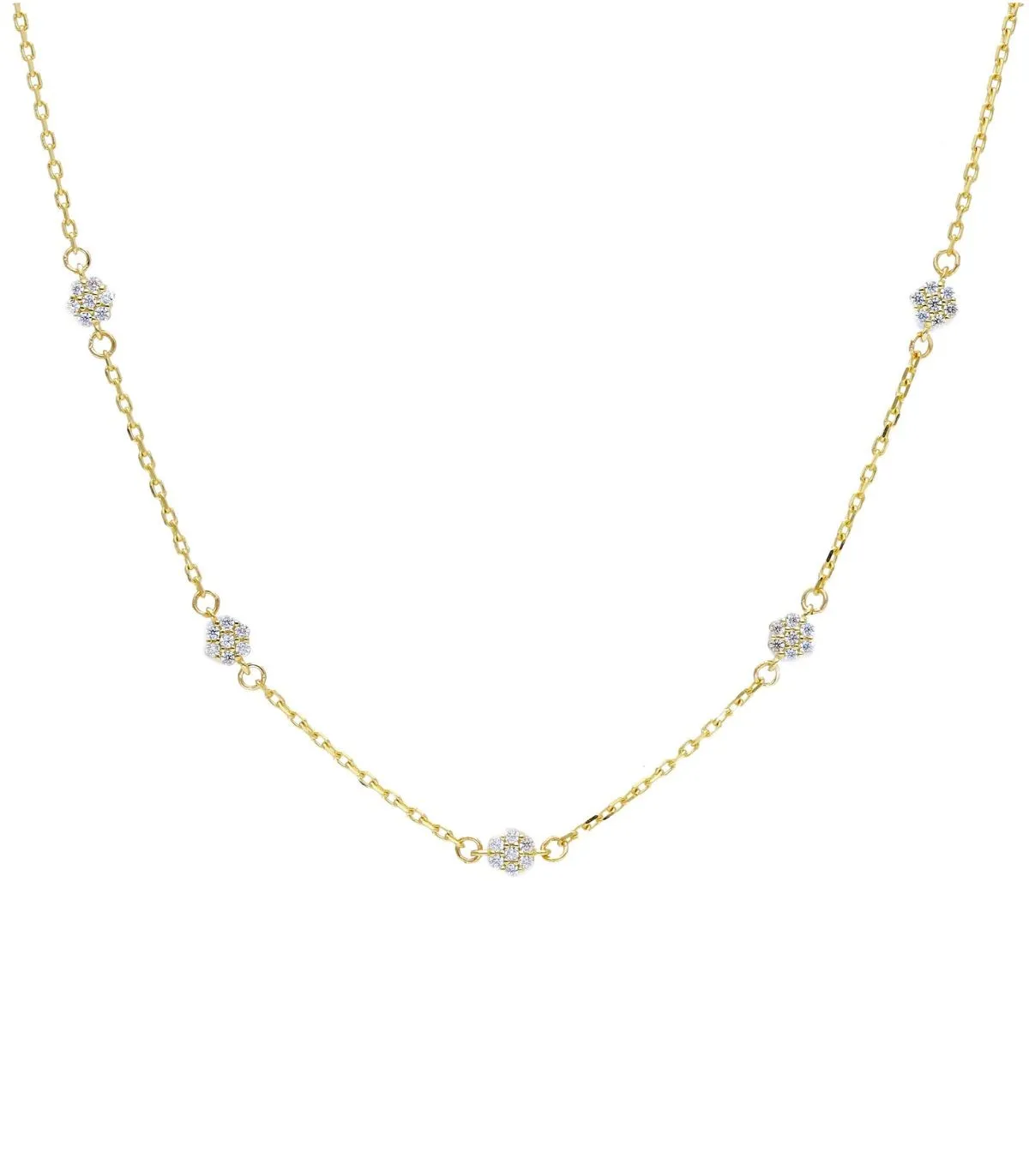 Collana Oro Giallo 9kt con Zirconi Bianchi