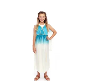 Costume da dea greca blu e bianco per bambina