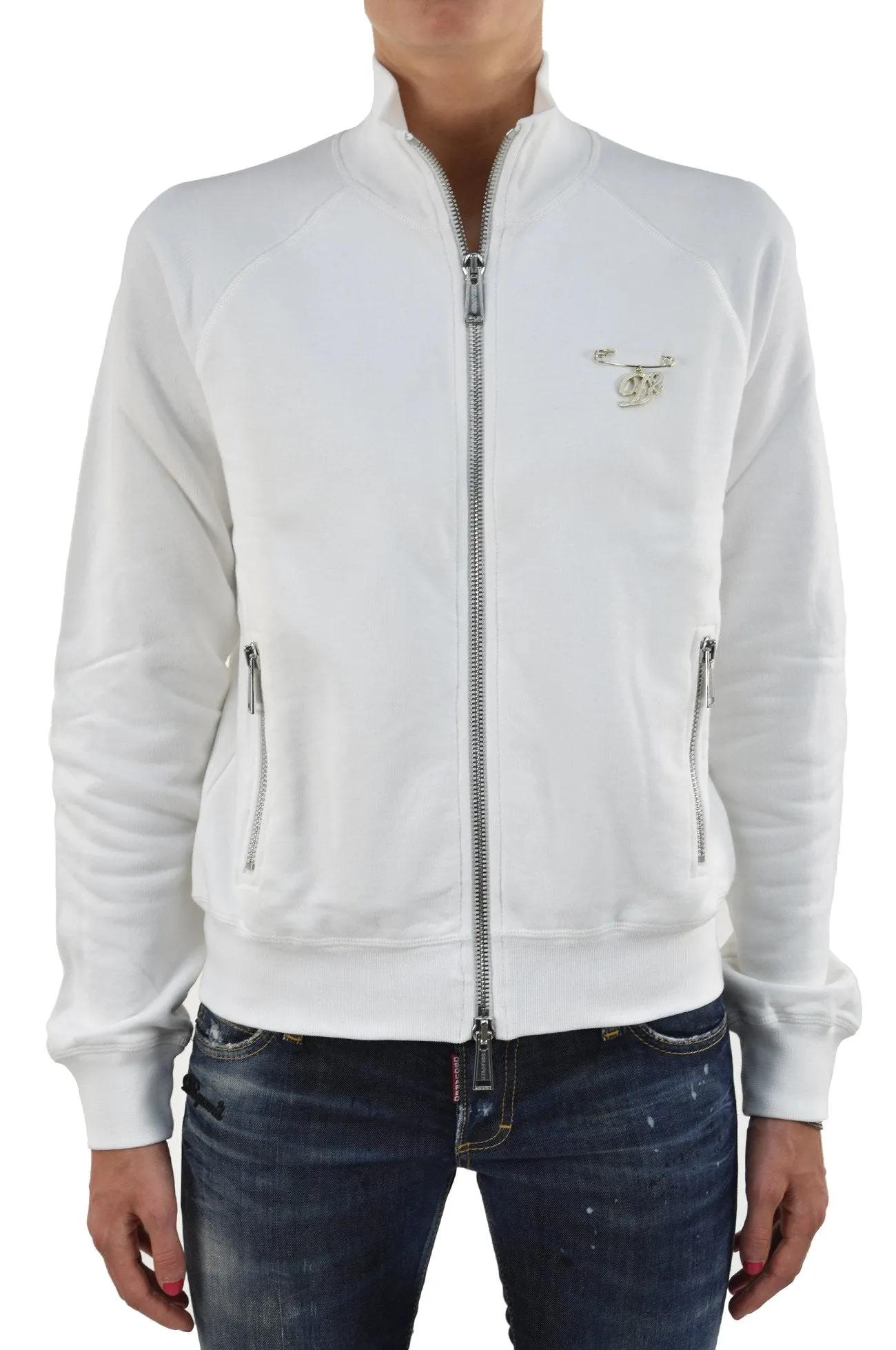 Dsquared2 Felpa Cerniera Cotone Donna Bianca Mod. S72GP0332S25034010