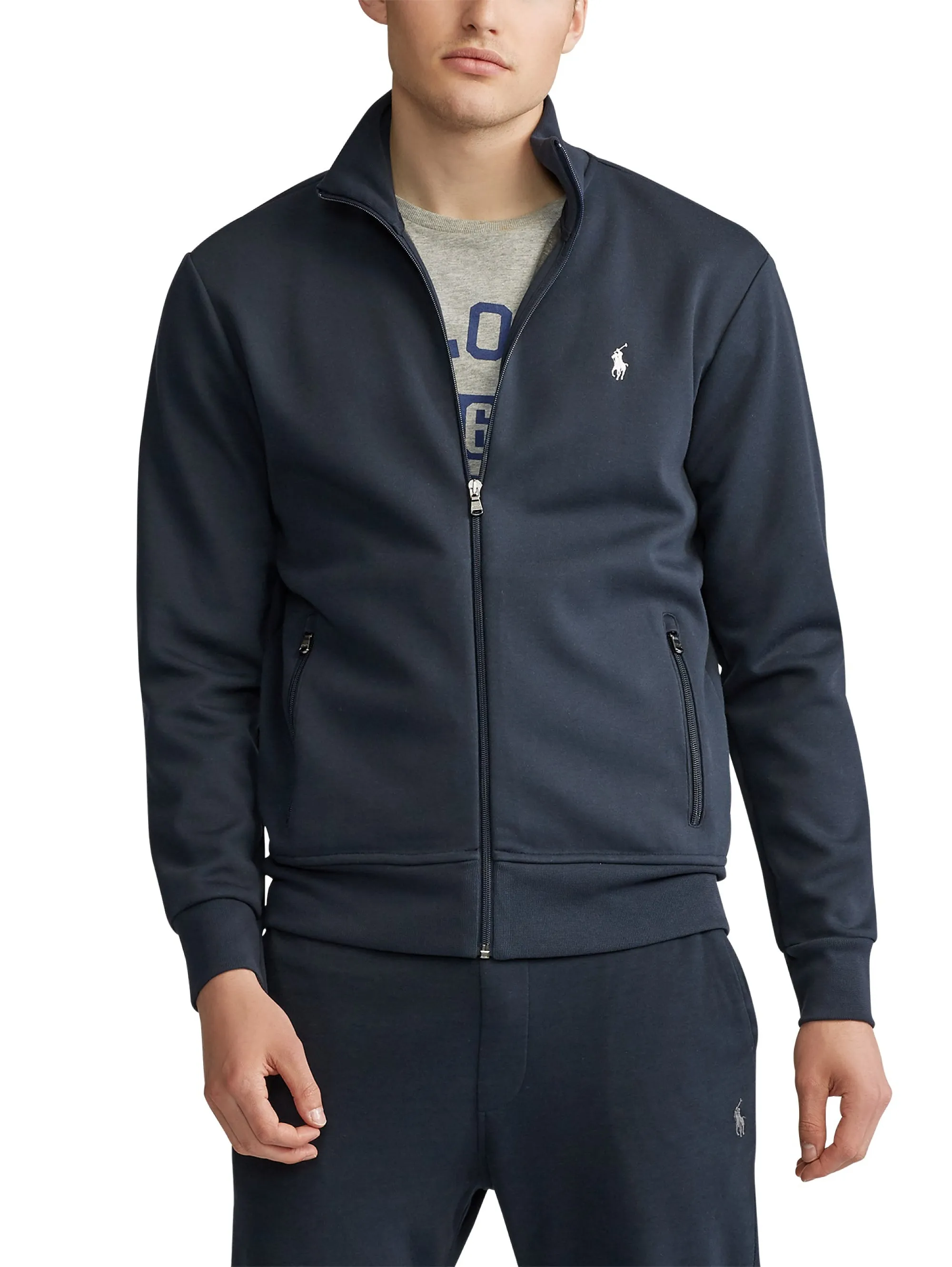 Felpa full zip con Collo Dritto Navy