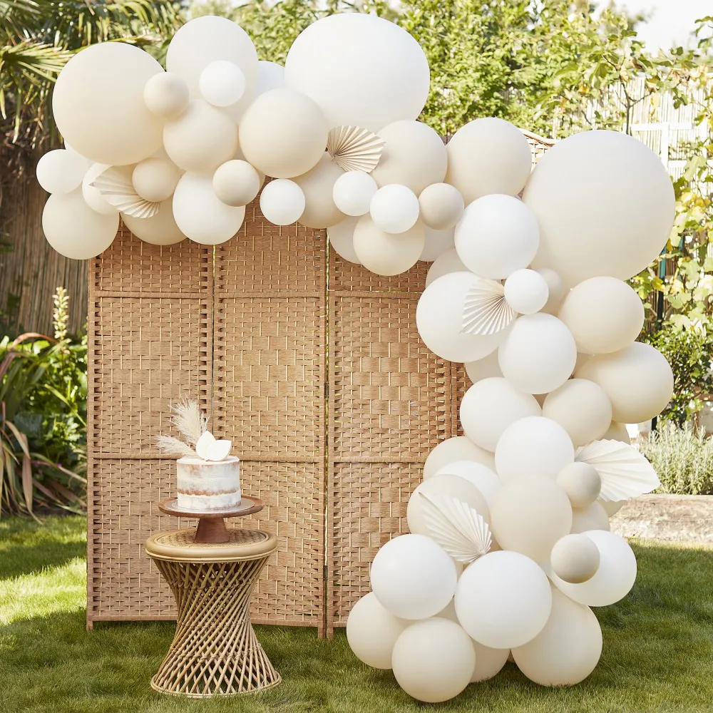 Ghirlanda di palloncini Bianco e Crema 80 pezzi
