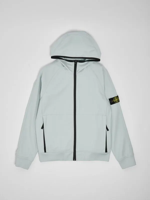 Giacca bambino Stone Island in nylon con cappuccio Azzurro