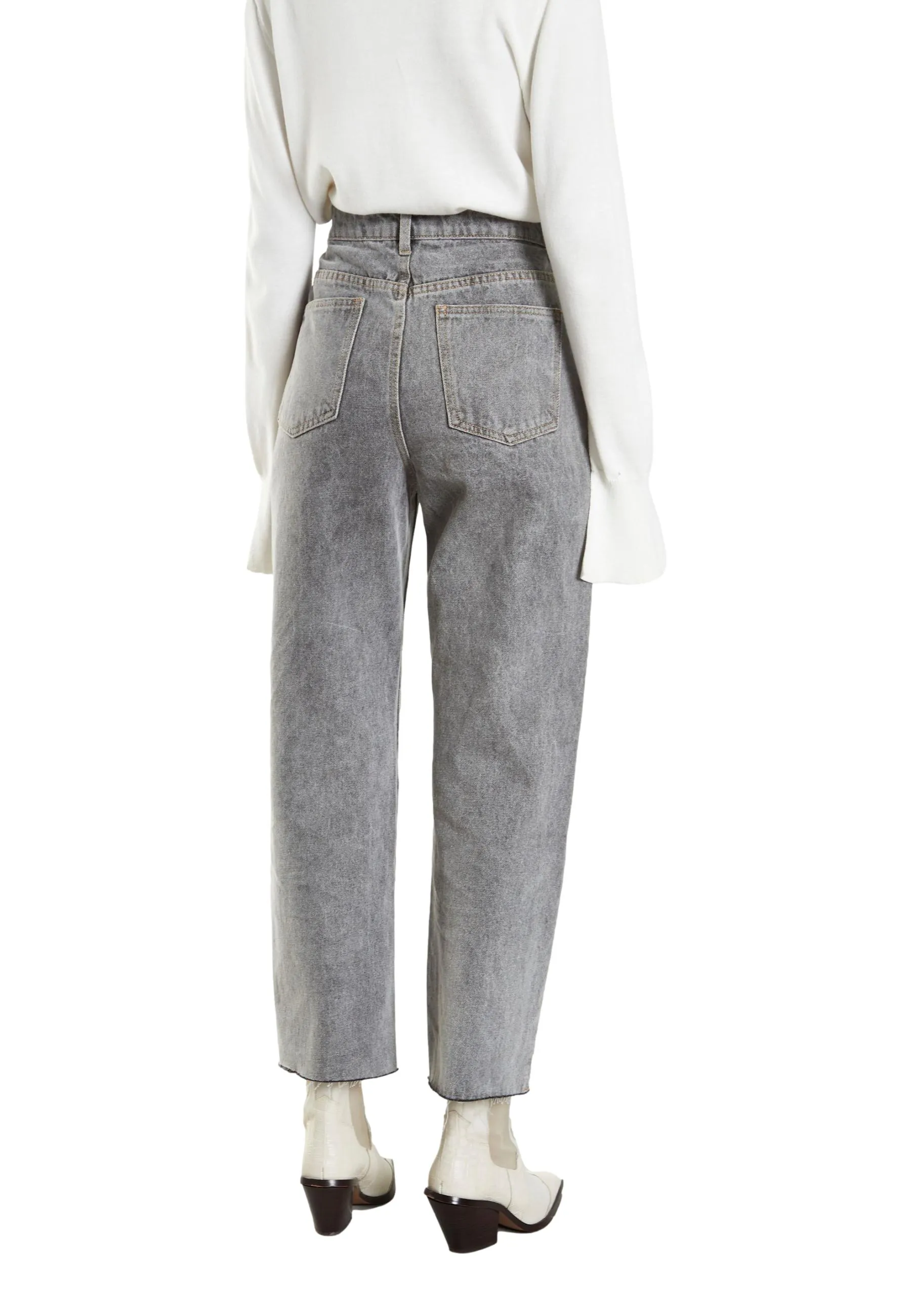 LADIES JEANS-GREY ACID WASH