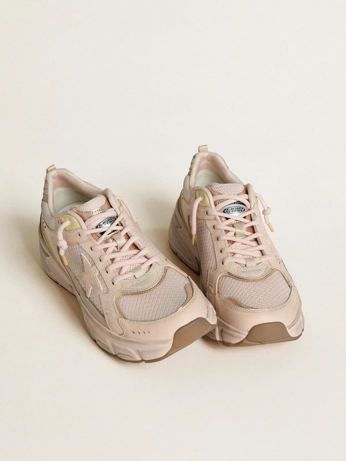 Lightstar Donna in tomaia in pelle e mesh rosa e stella rosa