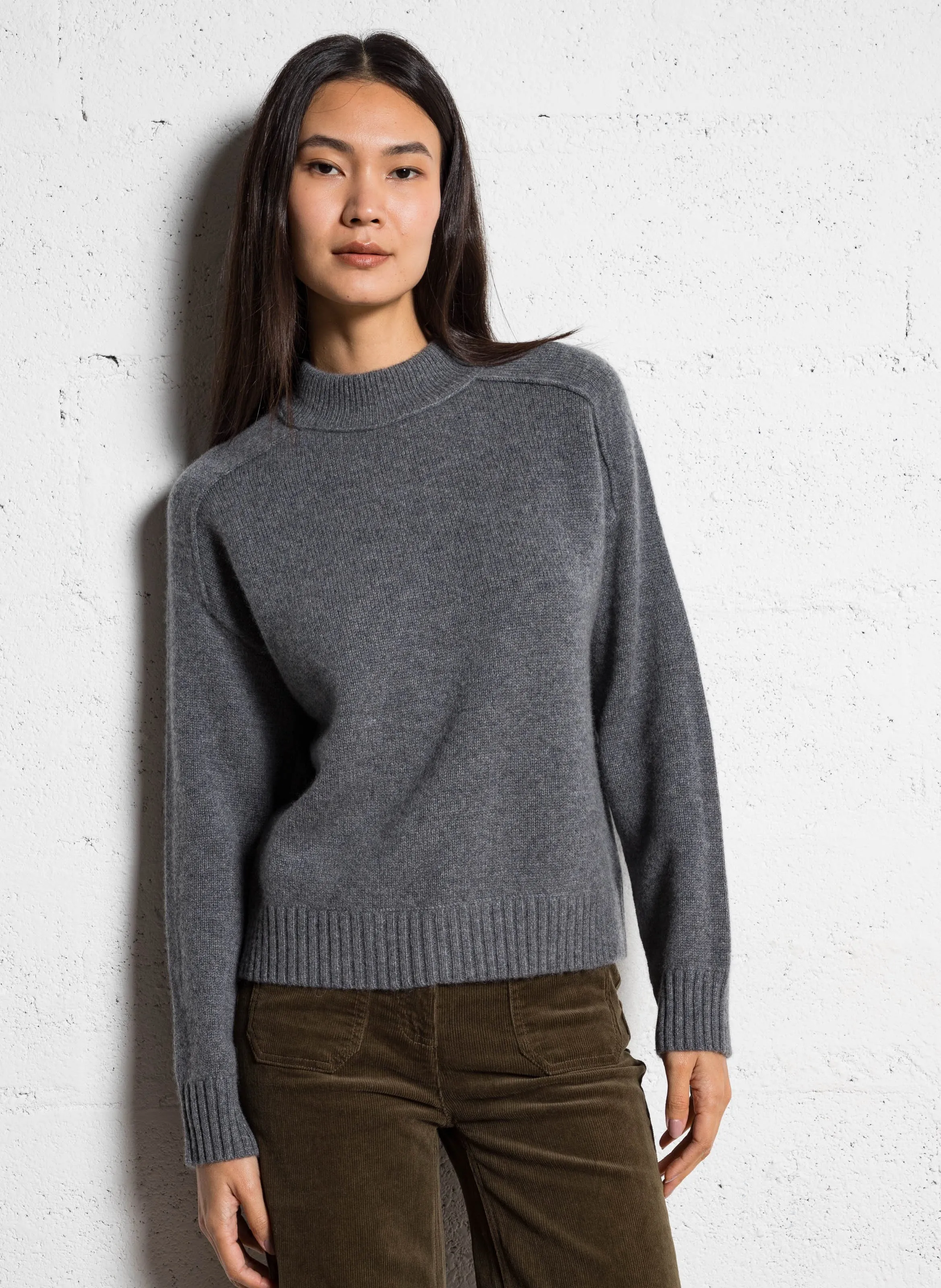  MAISON 123   CHARLES - Maglione ampio a collo alto in cashmere | Grigio