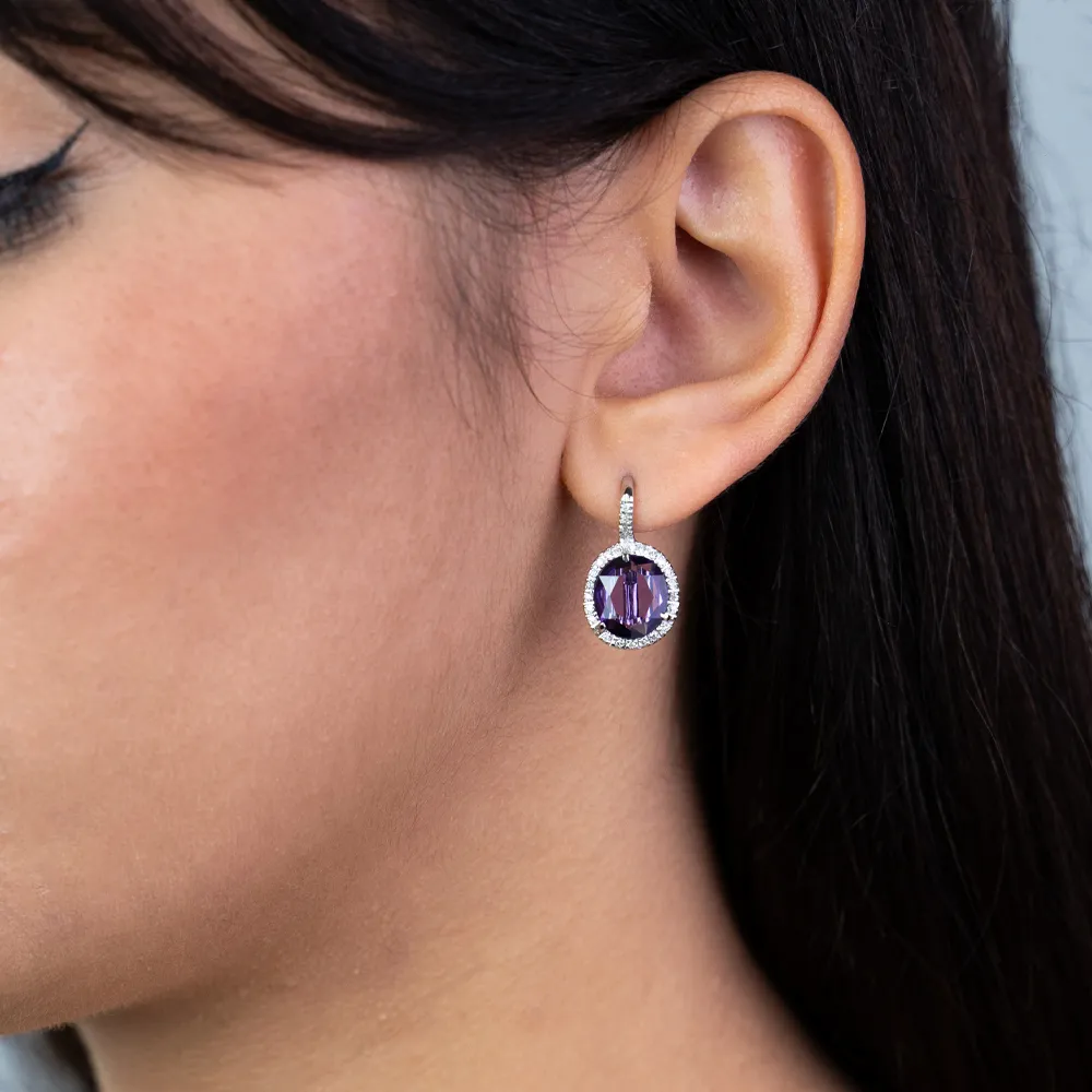 Orecchini da Donna in Oro Bianco 18kt con Ametista e Zirconi – OR430AM