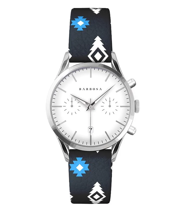 OROLOGIO CRONO BIANCO dm. 36,5 PELLE STAMPA TRIBAL