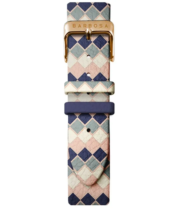 OROLOGIO CRONO BORDEAUX dm. 36,5 PELLE STAMPA ROMBI BLU