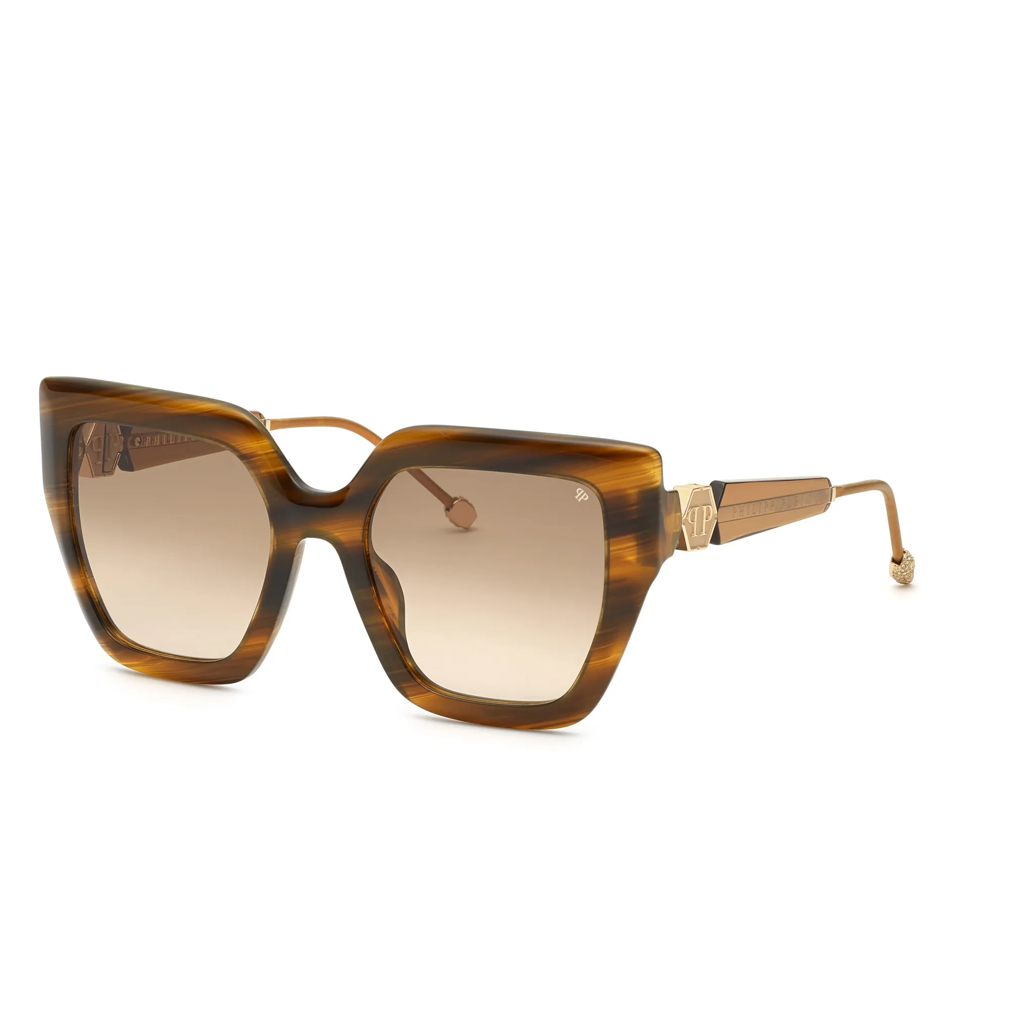   Philipp Plein SPP064S Queenn 03BQ Marrone A Strisce | Occhiale Da Sole Donna 