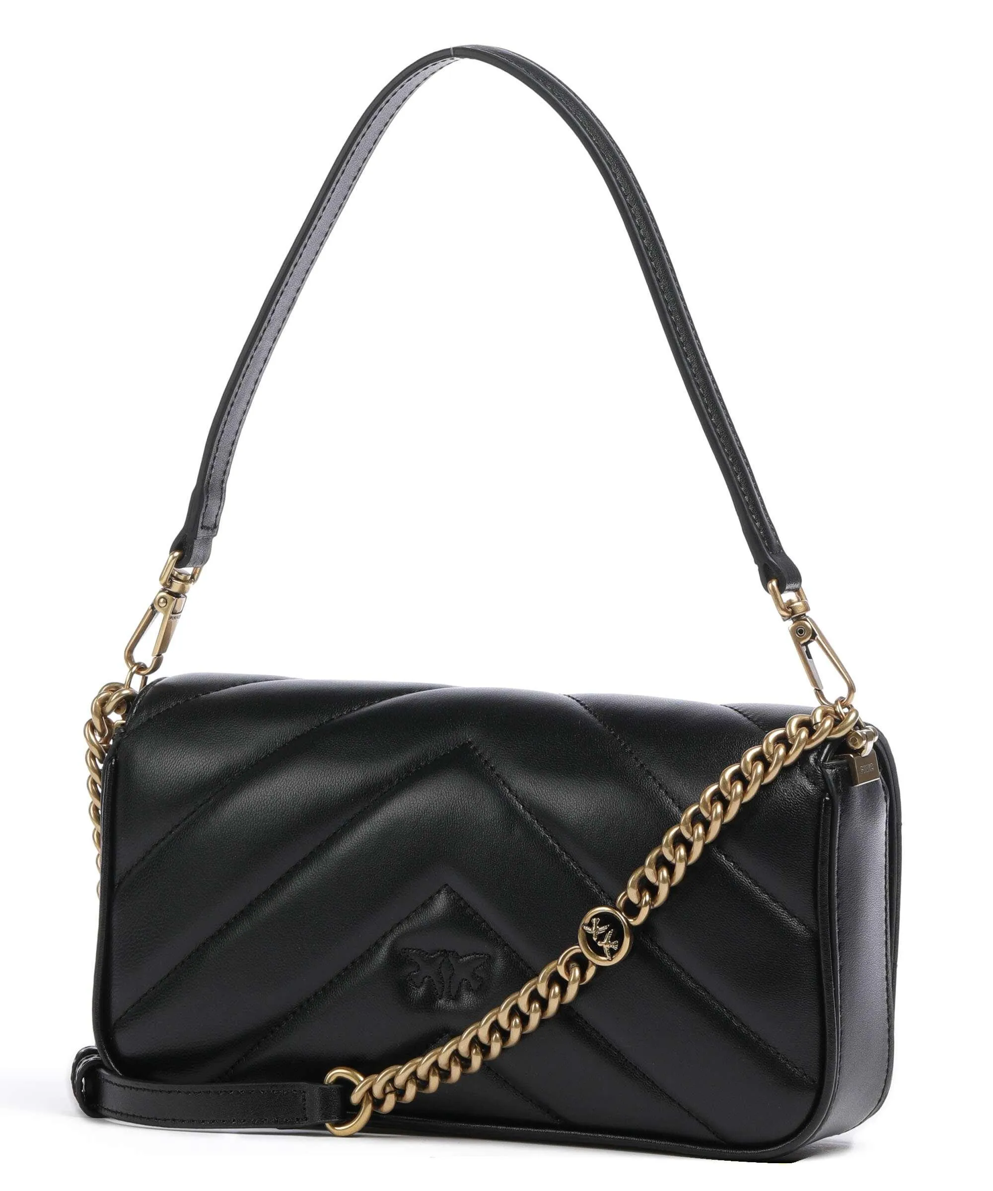  Pinko Love Click Mini Borsa a spalla pelle di pecora nero  