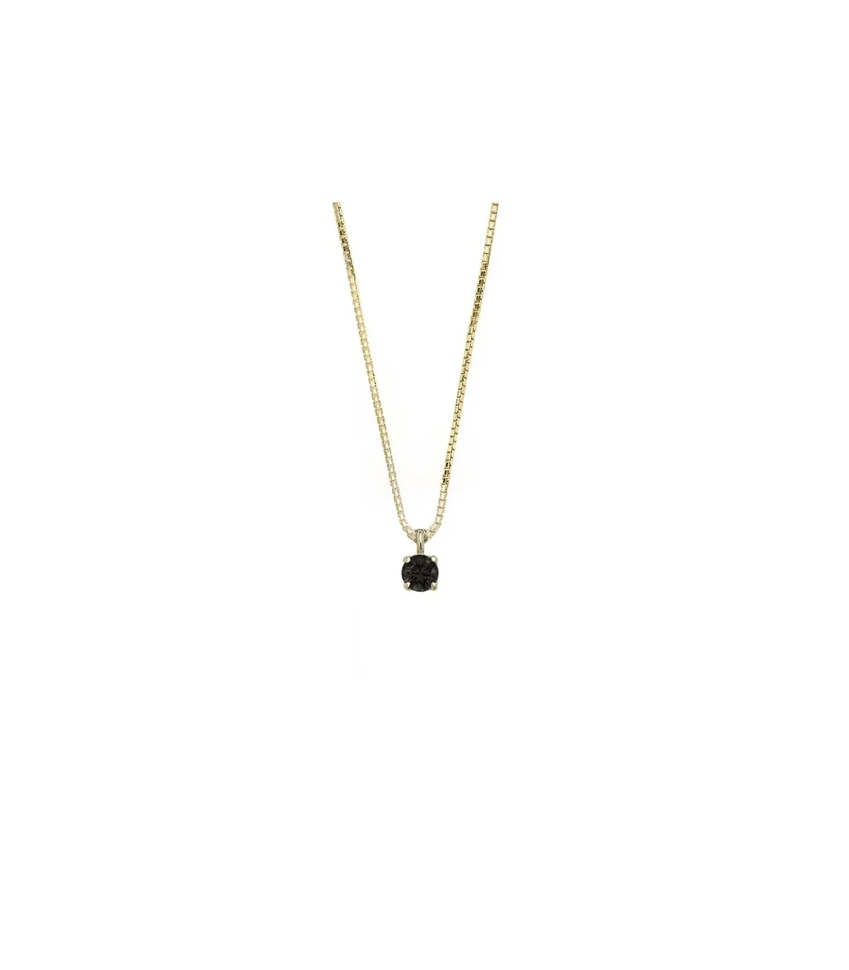 Raggi Girocollo Oro Giallo 18 kt Diamante Nero 0,10ct Catena Veneziana