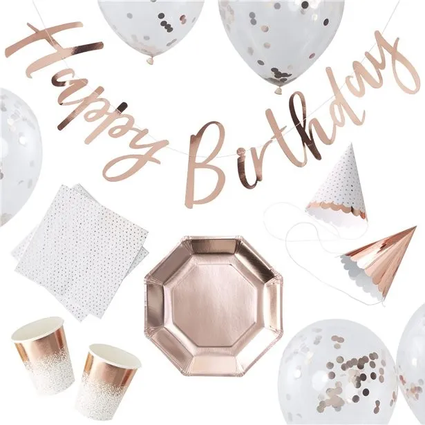 Set da 70 pezzi per feste in oro rosa Hooray