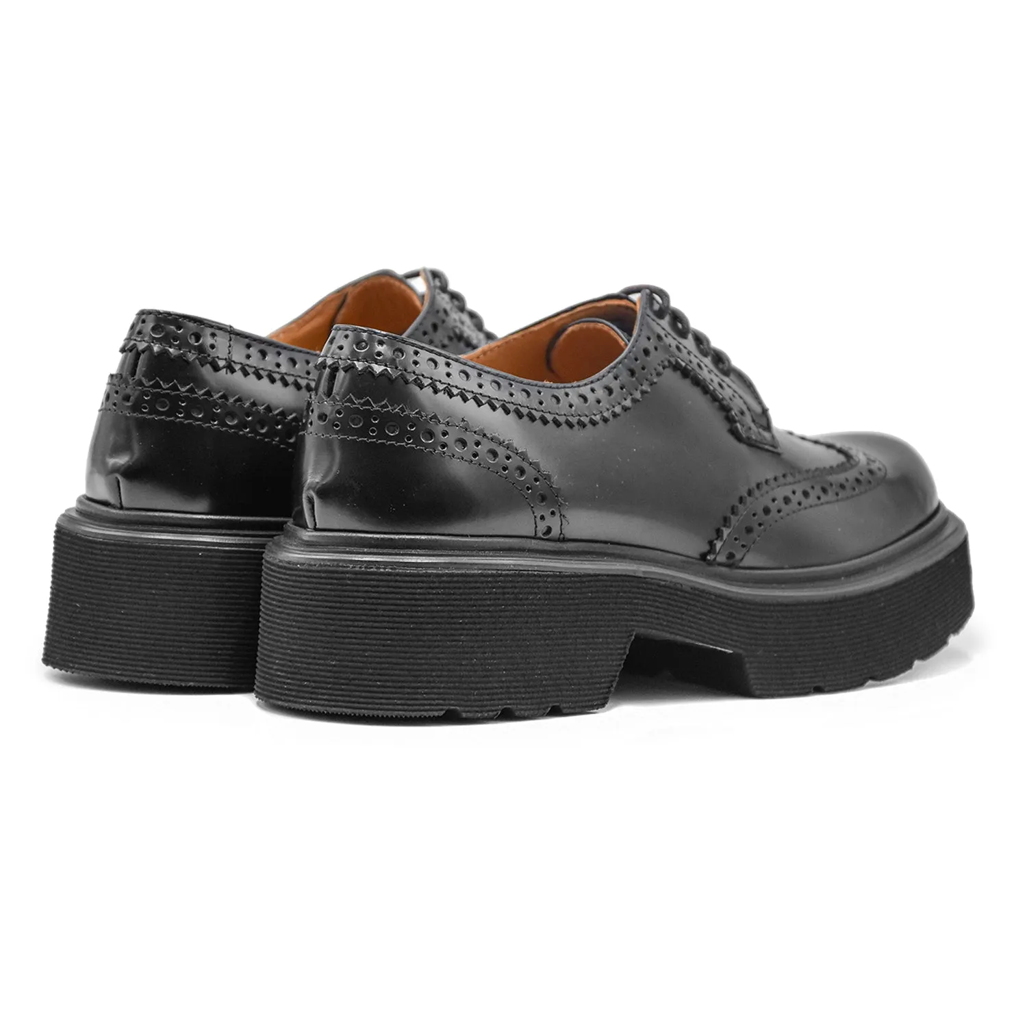 Stringata Nero Donna Bervicato Dall'Elegante Lavorazione Brogue