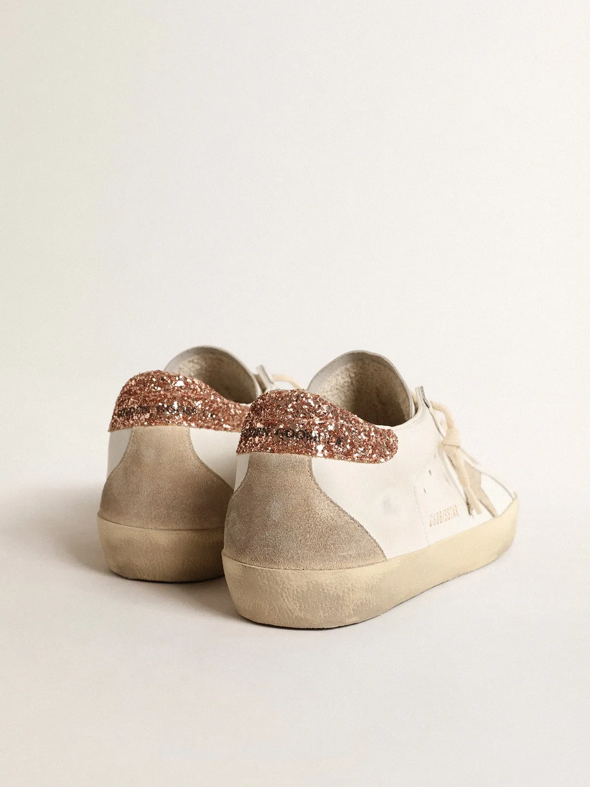 Super-Star Donna con stella in suede e talloncino in glitter rosa pesca