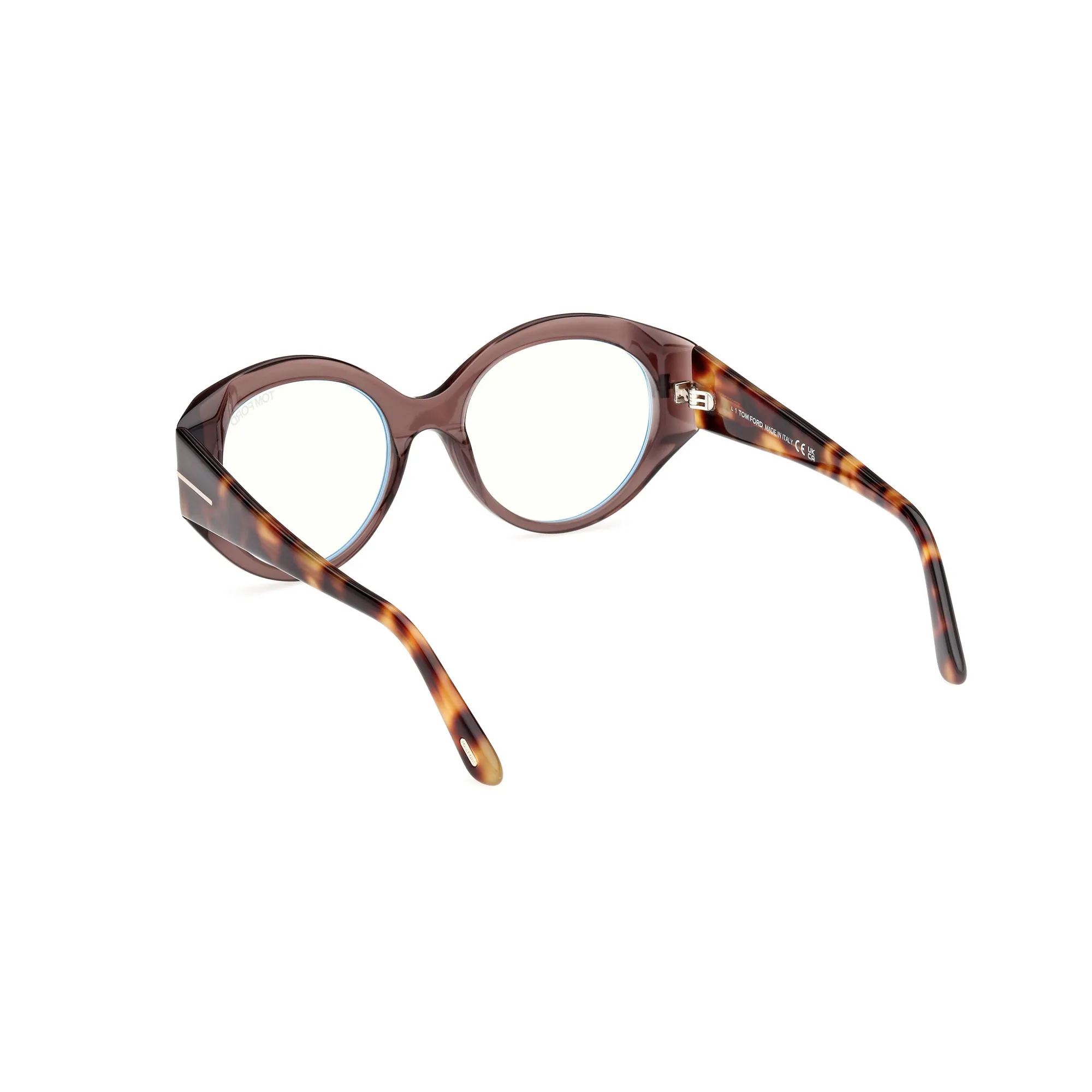  Tom Ford FT 5950-B Blue Block 048  Marrone Scuro Lucido | Occhiale Da Vista Donna 